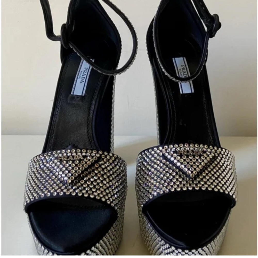 PRADA Crystal Ankle-Strap Platform Sandals
Only worn once. Like new condition.